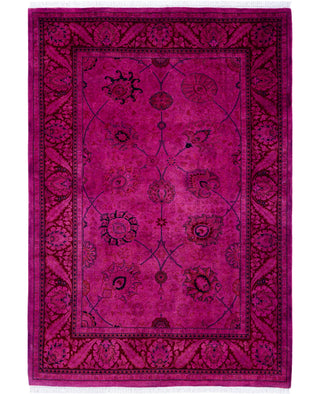 Overdyed Hand-Knotted Wool Modern-Contemporary Purple Area Rug 4' 1" x 6' 0"