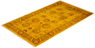 Contemporary Fine Vibrance Yellow Wool Area Rug - 3' 0" x 5' 3"
