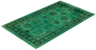 Contemporary Fine Vibrance Green Wool Area Rug - 3' 0" x 5' 2"