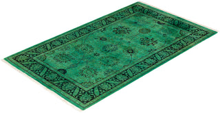 Contemporary Hand Knotted  Green Area Rug 3' 0" x 5' 2"