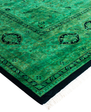 Overdyed Hand-Knotted Wool Modern-Contemporary Green Area Rug 8' 0" x 10' 5"