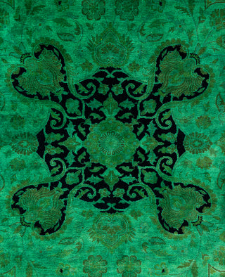 Overdyed Hand-Knotted Wool Modern-Contemporary Green Area Rug 8' 0" x 10' 5"
