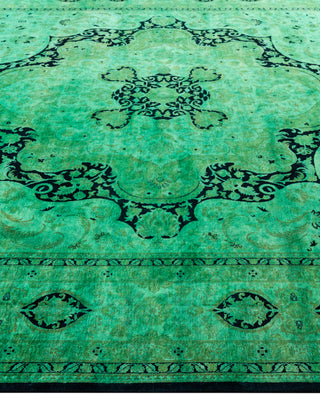 Overdyed Hand-Knotted Wool Modern-Contemporary Green Area Rug 8' 0" x 10' 5"