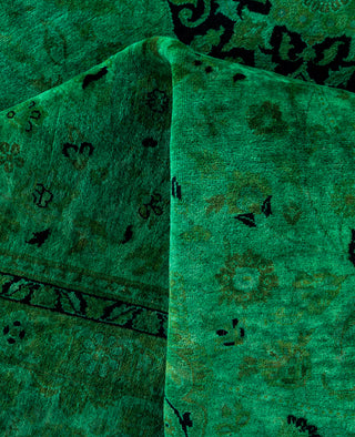Overdyed Hand-Knotted Wool Modern-Contemporary Green Area Rug 8' 0" x 10' 5"