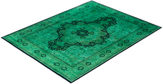 Overdyed Hand-Knotted Wool Modern-Contemporary Green Area Rug 8' 0" x 10' 5"