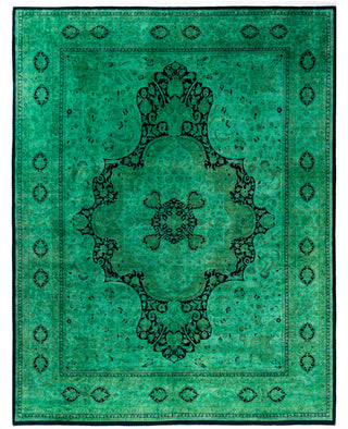 Overdyed Hand-Knotted Wool Modern-Contemporary Green Area Rug 8' 0" x 10' 5"