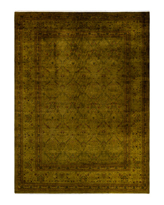 Contemporary Fine Vibrance Green Wool Area Rug 9' 2" x 12' 4"