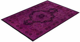 Overdyed Hand-Knotted Wool Modern-Contemporary Purple Area Rug 6' 2" x 9' 0"