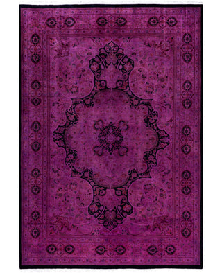 Overdyed Hand-Knotted Wool Modern-Contemporary Purple Area Rug 6' 2" x 9' 0"