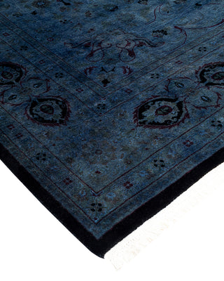 Modern Overdyed Hand Knotted Wool Blue Area Rug 6' 1" x 9' 3"