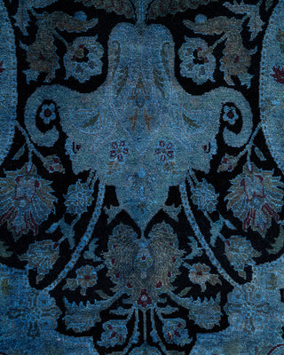 Modern Overdyed Hand Knotted Wool Blue Area Rug 6' 1" x 9' 3"