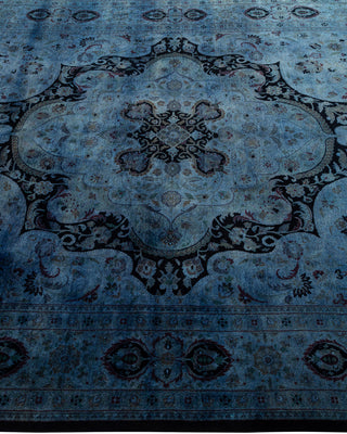 Modern Overdyed Hand Knotted Wool Blue Area Rug 6' 1" x 9' 3"