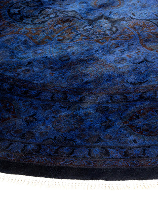 Contemporary Fine Vibrance Blue Wool Area Rug - 6' 0" x 6' 0"