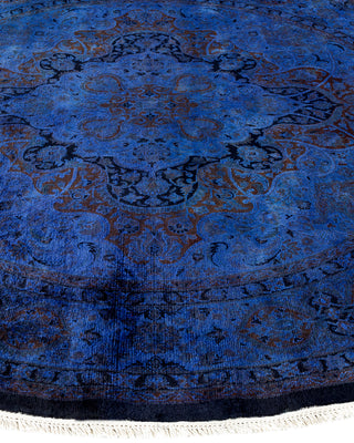 Contemporary Fine Vibrance Blue Wool Area Rug - 6' 0" x 6' 0"