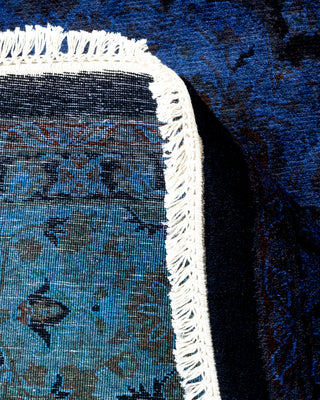 Contemporary Fine Vibrance Blue Wool Area Rug - 6' 0" x 6' 0"
