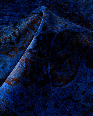 Contemporary Fine Vibrance Blue Wool Area Rug - 6' 0" x 6' 0"