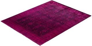 Overdyed Hand-Knotted Wool Modern-Contemporary Pink Area Rug 8' 1" x 10' 5"