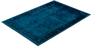 Modern Overdyed Hand Knotted Wool Blue Area Rug 6' 1" x 8' 6"