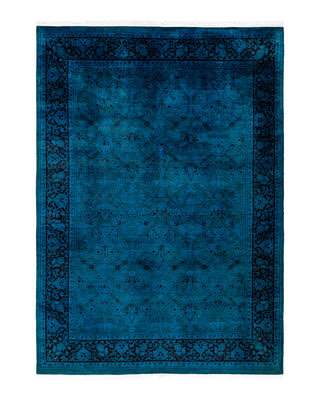Contemporary Fine Vibrance Blue Wool Area Rug 6' 1" x 8' 6"
