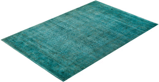 Modern Overdyed Hand Knotted Wool Blue Area Rug 6' 1" x 9' 0"