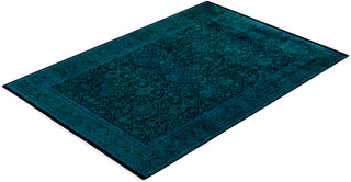 Modern Overdyed Hand Knotted Wool Blue Area Rug 6' 2" x 8' 10"