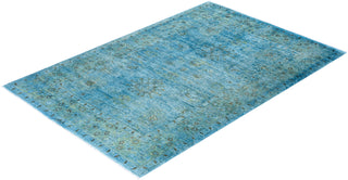 Vibrance, One-of-a-Kind Handmade Area Rug  - Blue, 4' 3" x 6' 3"