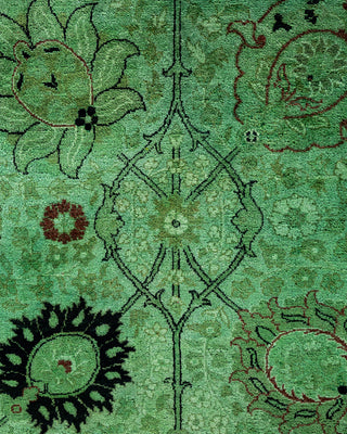 Contemporary Hand-Knotted Overdyed Green Area Rug 10' 2" x 13' 9"