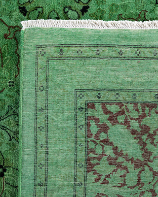 Contemporary Hand-Knotted Overdyed Green Area Rug 10' 2" x 13' 9"
