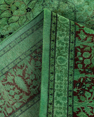 Contemporary Hand-Knotted Overdyed Green Area Rug 10' 2" x 13' 9"