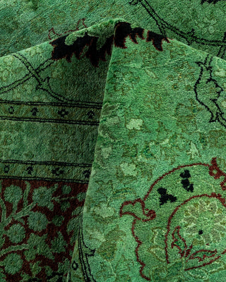 Contemporary Hand-Knotted Overdyed Green Area Rug 10' 2" x 13' 9"
