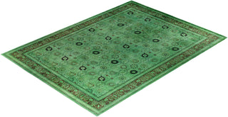 Contemporary Overyed Wool Hand Knotted Green Area Rug 10' 2" x 13' 9"