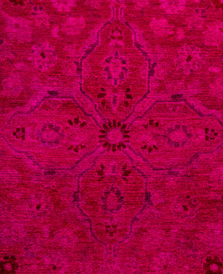Overdyed One-of-a-Kind Wool Pink Round Area Rug 7' 1" x 7' 1"
