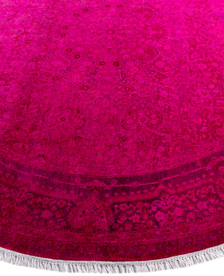 Overdyed One-of-a-Kind Wool Pink Round Area Rug 7' 1" x 7' 1"