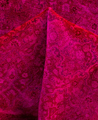 Overdyed One-of-a-Kind Wool Pink Round Area Rug 7' 1" x 7' 1"