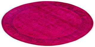 Overdyed One-of-a-Kind Wool Pink Round Area Rug 7' 1" x 7' 1"