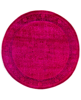 Overdyed One-of-a-Kind Wool Pink Round Area Rug 7' 1" x 7' 1"