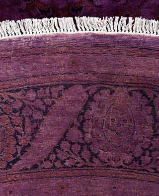 Contemporary Overdyed Wool Hand Knotted Purple Round Area Rug 7' 1" x 7' 1"