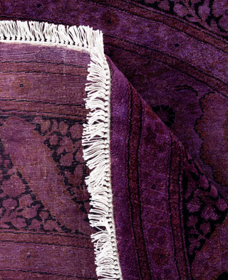 Contemporary Overdyed Wool Hand Knotted Purple Round Area Rug 7' 1" x 7' 1"