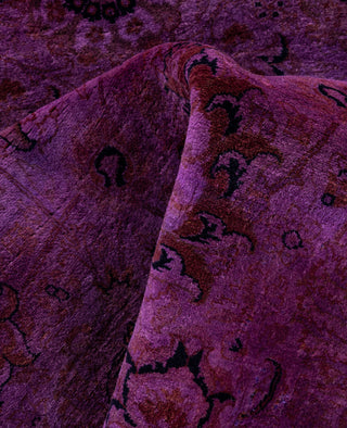 Contemporary Overdyed Wool Hand Knotted Purple Round Area Rug 7' 1" x 7' 1"