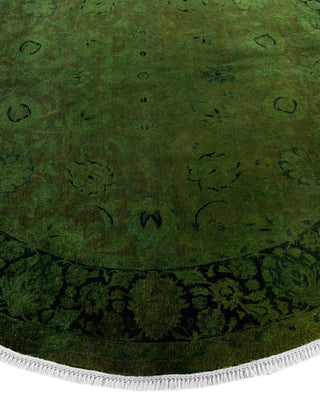 Contemporary Overdyed Wool Hand Knotted Green Round Area Rug 6' 1" x 6' 1"