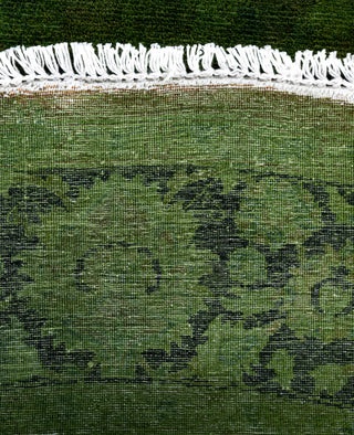 Contemporary Overdyed Wool Hand Knotted Green Round Area Rug 6' 1" x 6' 1"