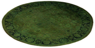 Contemporary Overdyed Wool Hand Knotted Green Round Area Rug 6' 1" x 6' 1"