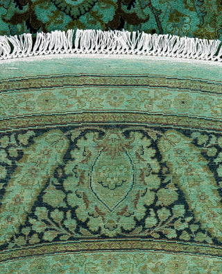 Contemporary Overdyed Wool Hand Knotted Green Round Area Rug 7' 1" x 7' 1"