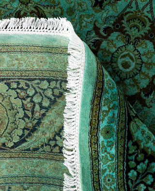 Contemporary Overdyed Wool Hand Knotted Green Round Area Rug 7' 1" x 7' 1"