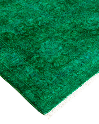 Modern Overdyed Hand Knotted Wool Green Area Rug 6' 1" x 9' 6"