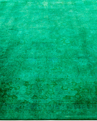 Contemporary Hand-Knotted Overdyed Green Area Rug 6' 1" x 9' 6"