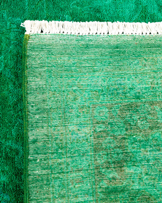 Modern Overdyed Hand Knotted Wool Green Area Rug 6' 1" x 9' 6"