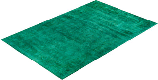 Modern Overdyed Hand Knotted Wool Green Area Rug 6' 1" x 9' 6"