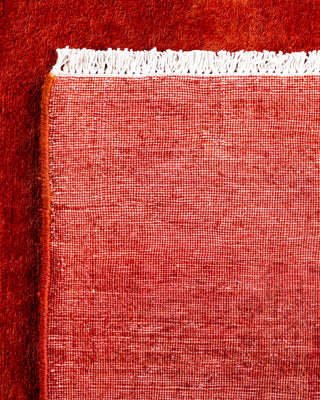 Contemporary Hand-Knotted Overdyed Orange Runner 2' 9" x 17' 10"