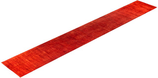 Contemporary Hand-Knotted Overdyed Orange Runner 2' 9" x 17' 10"
